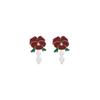 Pendientes Colgantes de Aguja de Plata Retro Francés Camelia Perla Estilo Mori Lujo Ligero Moda de Alta Gama Pendientes Elegantes para Mujer