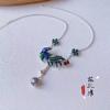 Fenglai instrumento corazón dulce esmalte cloisonné vintage collar estilo chino ins nicho estilo étnico colgante