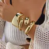 Conjunto de Três Peças Combinadas Brilhantes Plissadas Irregulares Personalizadas com Pulseira Aberta Oval de Acrílico Tendência Europeia e Americana