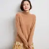 Suéter feminino de cashmere puro, grosso e quente, perfeito para usar em camadas, corte justo, elegante, versátil e uma ótima peça base