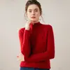Capa base de punto Adelgazante Suéter de cachemira Cuello semi-alto Otoño Invierno Suéter de lana Suéter de punto cálido Ajuste ceñido para mujer Transfronterizo