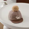 Gorro para Bebé para Otoño e Invierno, Lindo Gorro de Pana con Pompón y Pico de Pato, Gorra de Béisbol Súper Adorable y Cálida para Niños y Niñas