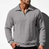 2026 Transfronterizo Amazon Corte Holgado Otoño Hombre Peso Pesado Jacquard Cuello Campana Simple Casual Manga Larga Sudadera tipo POLO