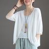 Cardigan de Seda de Gelo com Proteção Solar Xale Feminino de Verão Fino Camisa de Ar Condicionado Jaqueta de Tricô Solta Versátil para o Dia a Dia Top Feminino