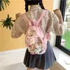 Mochila Fresca Estilo Dopamina Estilo Japonês para Meninas, Bolsa de Ombro Dupla Uso Xadrez, Bolsa de Ombro Única Leve com Cordão