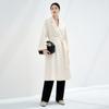 Abrigo 100% Cachemir Puro Blanco Puro 2025 Nueva Textura de Otoño Estilo Hepburn Abrigo de Cachemir Doble Cara Estilo Largo para Mujer