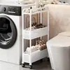 Armário de Armazenamento Plástico Multiuso com Prateleira Espaçada para Cozinha e Banheiro Doméstico, Carrinho de Armazenamento Móvel