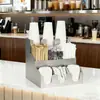 Suporte de Copo para Milk Tea em Aço Inoxidável Suporte de Copo para Café Bar Porta-Copos Descartáveis Porta-Palitos Porta-Guardanapos Comercial