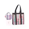Nueva bolsa de mano de malla retro a rayas tricolor de Taiwán, un bolso versátil, bolsa de almacenamiento y bolsa tejida