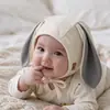 Gorro para bebé para primavera y otoño, lindo gorro con orejas de conejo para protección de orejas, gorro elegante a prueba de viento para niños y niñas, gorro para recién nacido que cubre la cara, estilo coreano