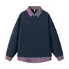 Sudadera ACU para hombre, tejido gofrado, estilo dos piezas falsas, bloques de color a cuadros para hombre, otoño e invierno 2026, camisa polo única con cuello camisero para hombre