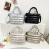 Chaqueta Acolchada de Algodón de Moda Transfronteriza Bolsa de Plumas Diseño de Nicho para Mujer Bolso Cruzado Portátil con Correa Ancha Bolso Tote Simple de Gran Capacidad