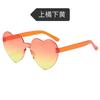 Óculos de sol sem armação da moda transfronteiriça, óculos de sol com formato de coração conjugado, gradiente personalizado e famoso na Internet, óculos engraçados para festa de baile