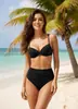 Bikini sexy de tres piezas estilo europeo y americano con copas de triángulo, traje de baño de dos piezas para vacaciones en aguas termales, liquidación de bikini para mujer