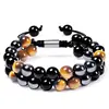 Pulsera de Ojo de Tigre Ojo de Gato Doble Fila Pulsera de Obsidiana con Venas Rojas Turquesa Pulsera de Fantasma Verde Pulsera de Piedra Natural