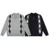 Yidao Vintage 2026 Otoño Nuevo Estilo Retro Americano Académico Patrón de Diamantes Jacquard Cuello Solapa Jersey Manga Larga Tejido