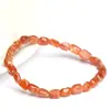 Pulsera de Piedra Solar Natural de Cristal Mingdu Forma Irregular Rodaja de Mica Naranja Amarilla Pulsera de Cuentas Barril de Piedra Lunar Naranja Venta al por Mayor