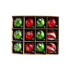 Bolas pintadas de Navidad, 12 piezas en caja de PVC, bolas de Navidad galvanizadas, 6 cm, adornos colgantes para decoración de árbol de Navidad, bolas pintadas a mano