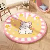 Alfombra Redonda de Imitación Cachemir con Lazo de Dibujos Animados Manta Redonda para Sofá de Casa Estudio Manta para Mesita de Noche de Habitación de Niña