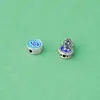 Plata Pura S999 Nuevo Estilo Chino Patrón de Nube Azul Quemado Cuentas Espaciadoras Accesorios de Calabaza Cuerda Trenzada Hecha a Mano para DIY Cuerda de Collar Pulsera Joyería de Plata