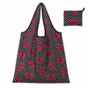 Bolsa de Compras Plegable con Estampado de Leopardo Personalizada, Nueva Bolsa Ecológica de Almacenamiento Transfronteriza, Bolsa Tote de Gran Capacidad para Supermercado
