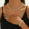 El Nuevo Conjunto de Tres Piezas de Joyería Nupcial de Oriente Medio Transfronteriza de Temu, con Pendientes de Perlas, Collar y Pulsera, Está Disponible para Venta al por Mayor desde el Fabricante