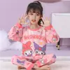 Novo Conjunto de Pijama Infantil Cartoon Primavera e Outono Menina Menina Crianças Médias e Grandes Bebê Verão Ar Condicionado Roupa de Casa