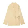 Para Comércio Exterior Transfronteiriço Europeu e Americano Roupas Femininas Aliexpress Mais Vendidas Outono Casual Versátil Gola V Tricô Botão Duplo Amarração Casaco