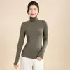 Suéter de tricô com gola alta e forro de fleece, caimento justo, espessado, quente, de manga comprida, adequado para outono e inverno, top versátil e estiloso para usar como base