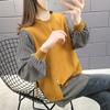 Suéter falso de dos piezas para mujer, otoño nuevo, costuras estilo occidental, top reductor de edad, suéter holgado adelgazante a rayas, camisa básica