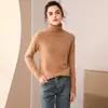 Suéter de cachemira 100% pura para mujer, cuello alto, otoño e invierno, holgado, informal, grueso, camisa de punto