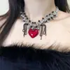Collar de Borlas Rojas Amor Dulce Chica Picante Moda Lujo Ligero Industria Pesada Cadena de Clavícula de Gama Alta Joyería de Diseño Nicho