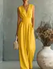 Mono elegante de mujer con cintura ceñida y escote en V, estilo cruzado europeo y americano, nuevo para primavera/verano 2026, Amazon