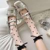 Calcetines de Encaje de Verano Encaje Fino JK Ultradelgados Lazo Polo de Lunares Japonés Transparentes Blancos de Media Caña Apilados