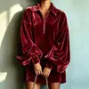 Vestido de Terciopelo con Solapa de Moda para Mujer Otoño/Invierno 2026 para Amazon Transfronterizo, Vestido Holgado de Estilo para Viajar a la Oficina para Mujer