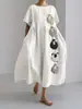 Amazon Transfronterizo 2026 Verano Nuevo Talla Europea Mujer Holgado Cuello Redondo Moderno Gama Alta Manga Corta Vestido Estampado