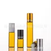 Frasco de Perfume com Óleo Essencial Rolo de Esfera Vidro Frasco Dispensador Marrom À Prova de Luz Aplicador com Rolo de Esfera Portátil para Viagem Frasco de Amostra de Essência