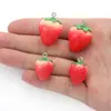 Resina simulación fruta fresa accesorios de joyería tridimensionales hechos a mano DIY aretes collar colgante llavero colgante W339