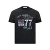 Camiseta Estilo Deserto Estampa de 77 Letras Desgastada Manga Curta Punk Retrô Solta Casual Verão Masculina Tendência Ins