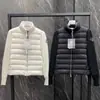 Listo para enviar, estilo influencer de Xiaohongshu, chaqueta acolchada de punto de lana patchwork ligera con cuello alto para mujer, cálida y acogedora