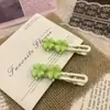 Grampo de cabelo elegante com bolinhas estilo coreano para franja, presilha lateral floral de luxo leve, acessório de cabelo tipo bobby pin