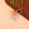 Chaveiro Pingente de Nó de Diamante Gradiente de Hortênsia Exquisito Tecido à Mão Anel de Fio de Algodão Céu Estrelado Pingente de Borla