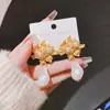 Brincos de Flor de Metal Irregular com Pérolas Populares Transfronteiriços Europeus e Americanos Frescos e Únicos Franceses Joia de Orelha Versátil para o Dia a Dia
