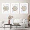 Pintura decorativa triple sin marco con patrón de flor de mandala beige estilo europeo para sala de estar, sala de yoga, pared de fondo, colgante de pared AliExpress