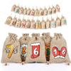 Nuevo Navideño Transfronterizo Bolsa Colgante de Dulces para Niños Decoración Navideña Bolsa Calendario de Adviento Bolsa de Lino de Cuenta Regresiva