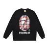 Marca de moda estilo japonés con estampado de dibujos animados de cabeza de mono, nueva sudadera casual de rizo con cuello redondo de corte holgado para hombres y mujeres, adecuada para adolescentes en otoño e invierno