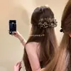 Pinza de Plátano Estampado de Leopardo Floral Vintage para Mujer, Pinza de Garra Grande para la Parte Posterior de la Cabeza, Pinza Vertical, Accesorio para el Cabello, Adorno para el Cabello