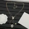 Collar Réplica Doble C Estrella de Perlas Incrustada con Diamantes Estilo Chanel 2025 para Mujer, Collar de Estrella de Cinco Puntas de Lujo de Alta Gama al por Mayor