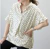 Camisa Pulóver de Gasa con Mangas Murciélago, Cuello en V, Lunares, Manga Corta, Estilo Coreano Japonés, Comercio Exterior, Nuevo Verano 2026 para Mujer