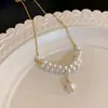 Collar de Perlas Perezosas Francés para Mujer Nicho Temperamento de Alta Gama Cadena para Clavícula Todo Fósforo Cadena para Suéter 2025 Nueva